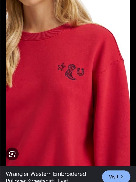 Wrangler Other - Wrangler Red Crewneck Sweatshirt with Western Embroidery